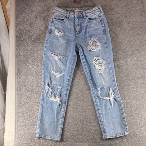 PacSun Blue Jeans Mom Distressed Womens 25 Mid Rise Straight